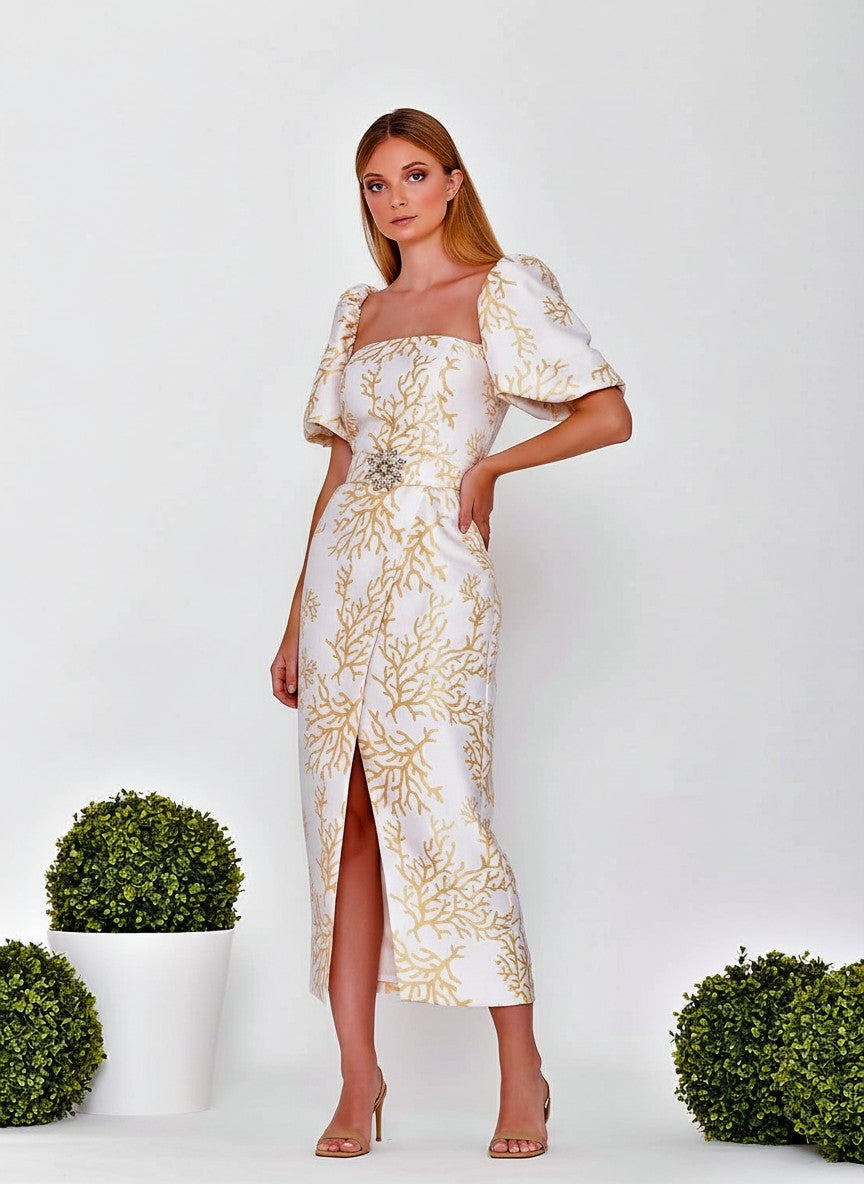 VESTIDO CORAL DORADO