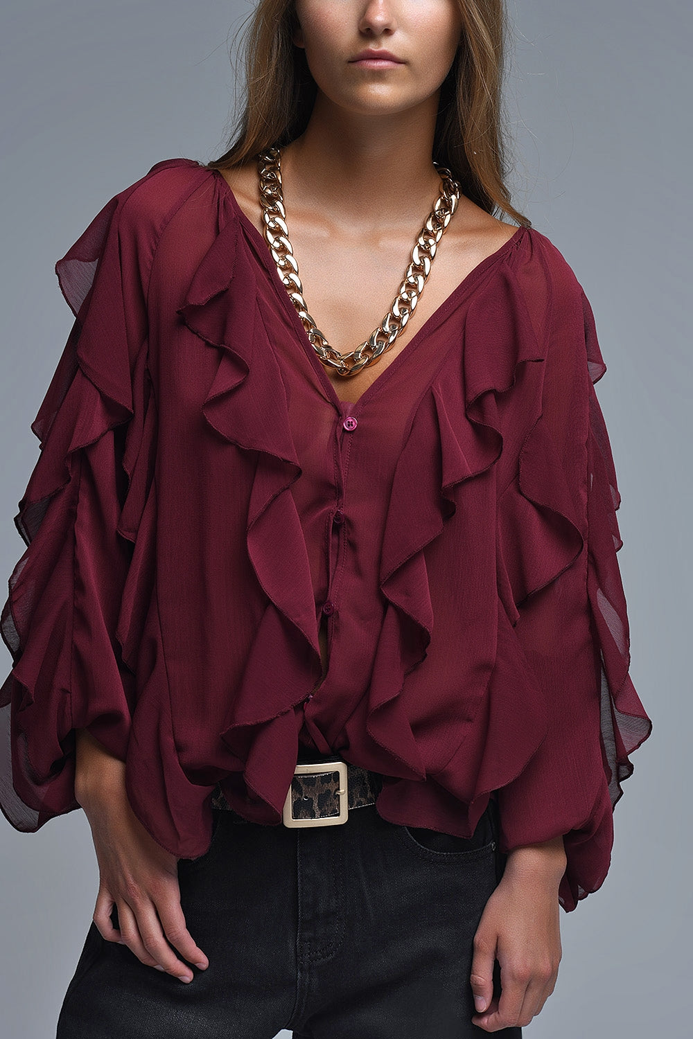 BLUSA GASA VOLANTES