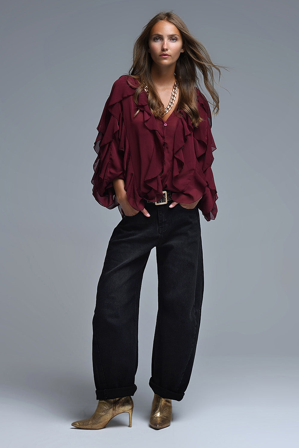 BLUSA GASA VOLANTES