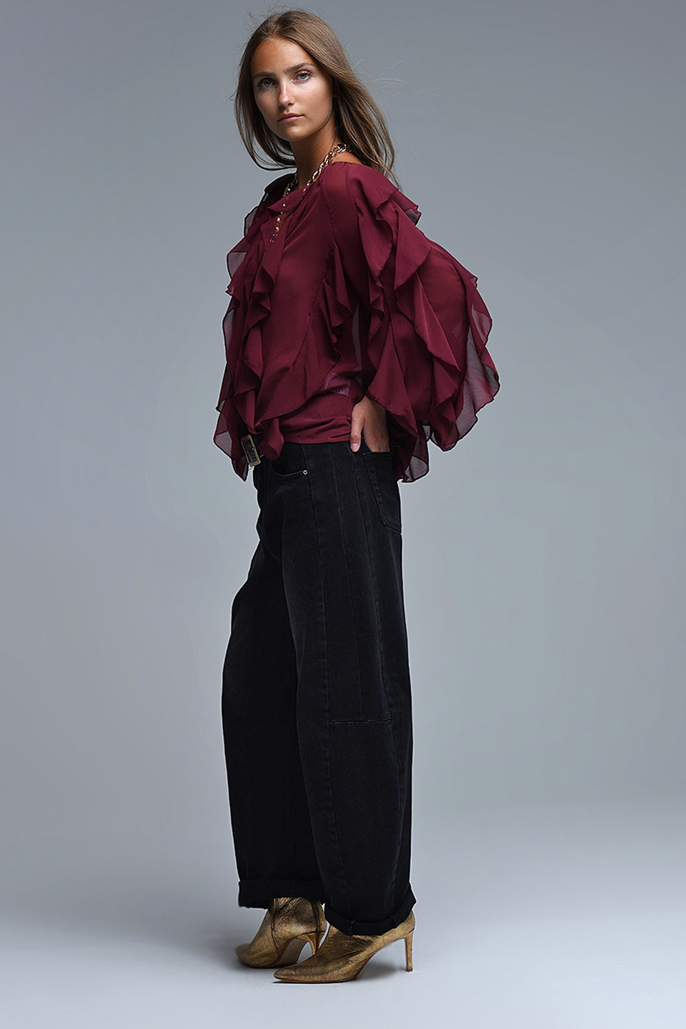 BLUSA GASA VOLANTES