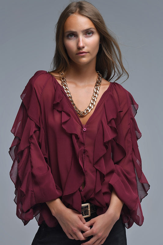 BLUSA GASA VOLANTES
