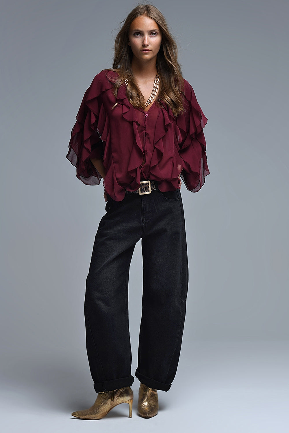 BLUSA GASA VOLANTES