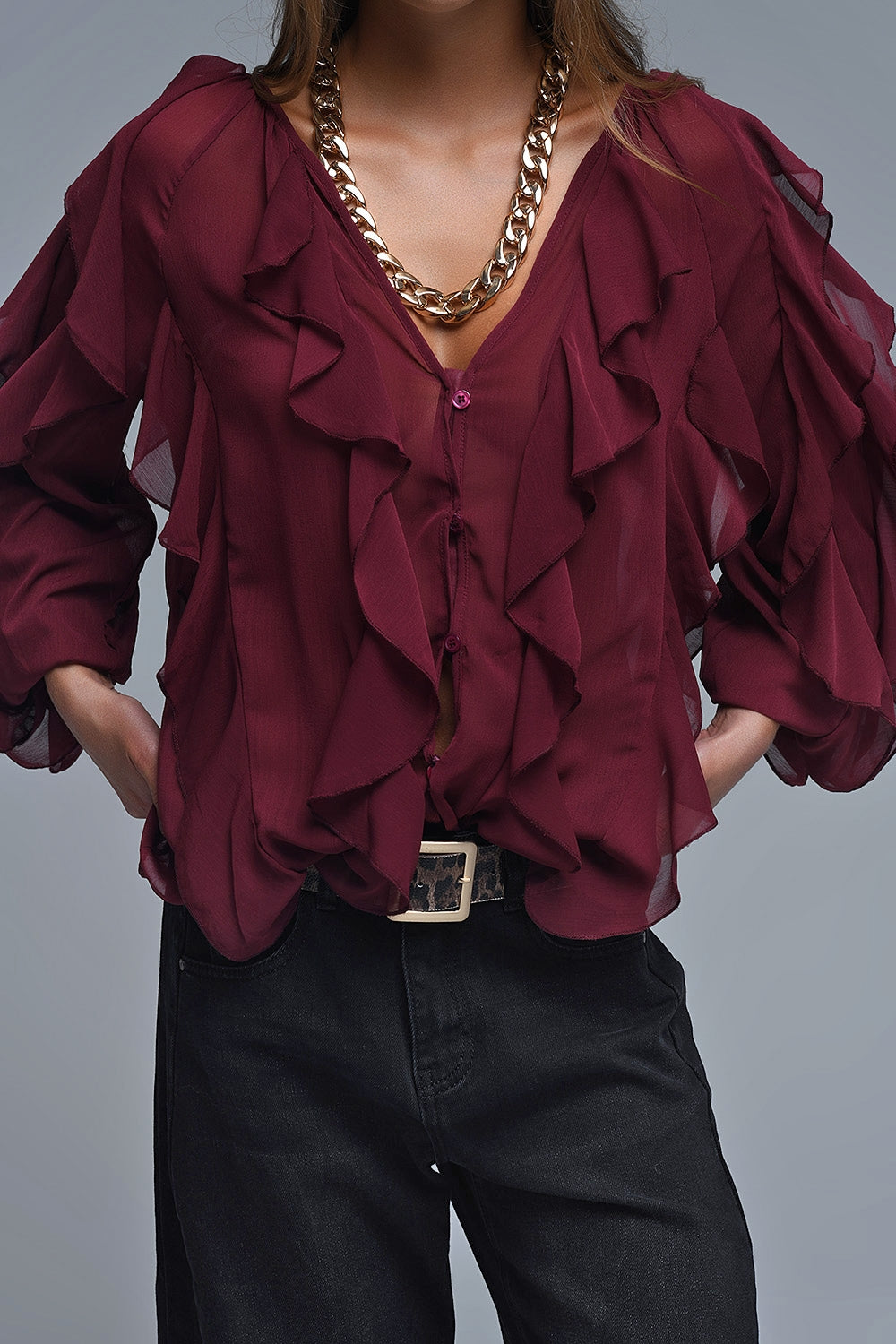 BLUSA GASA VOLANTES