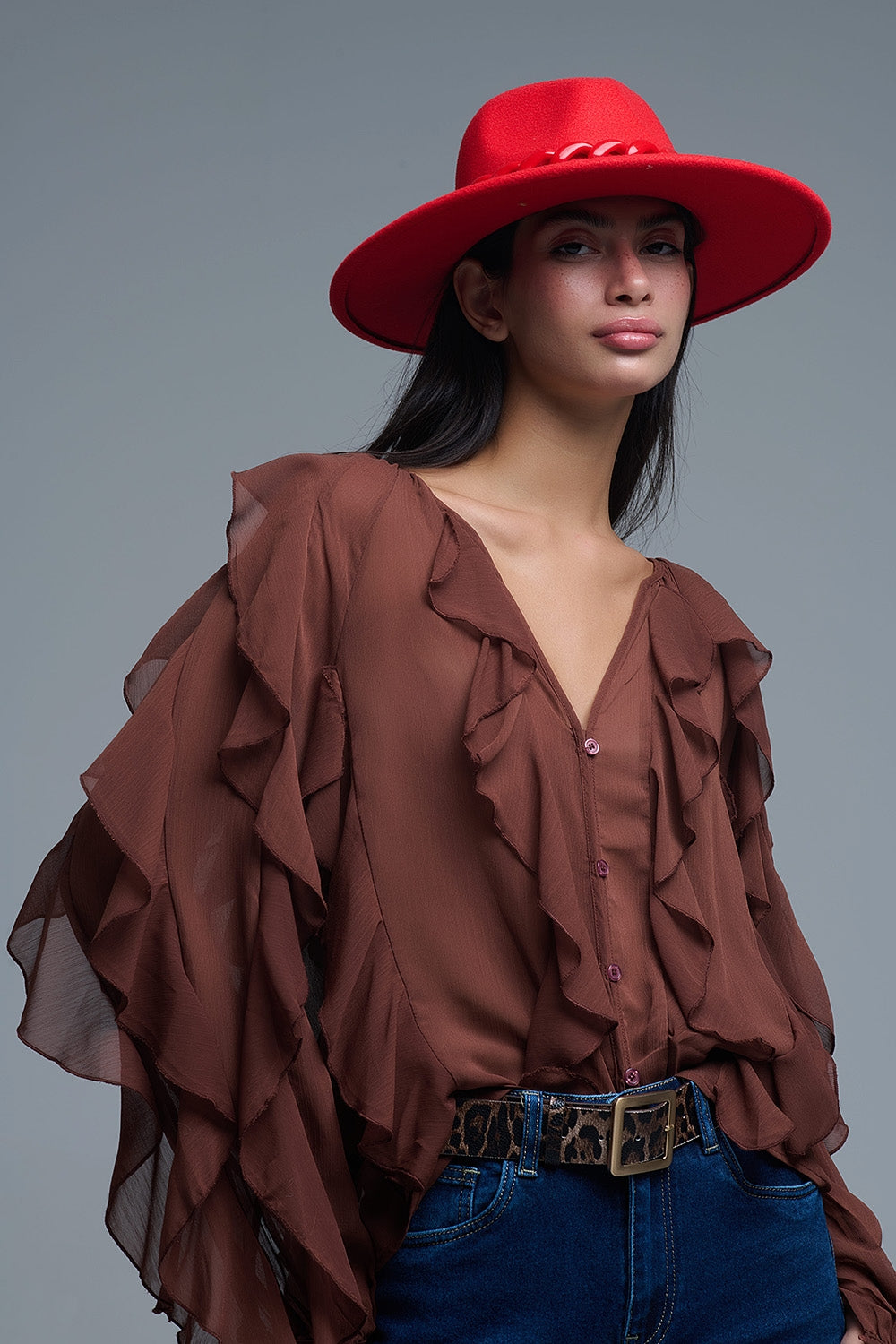 BLUSA GASA VOLANTES