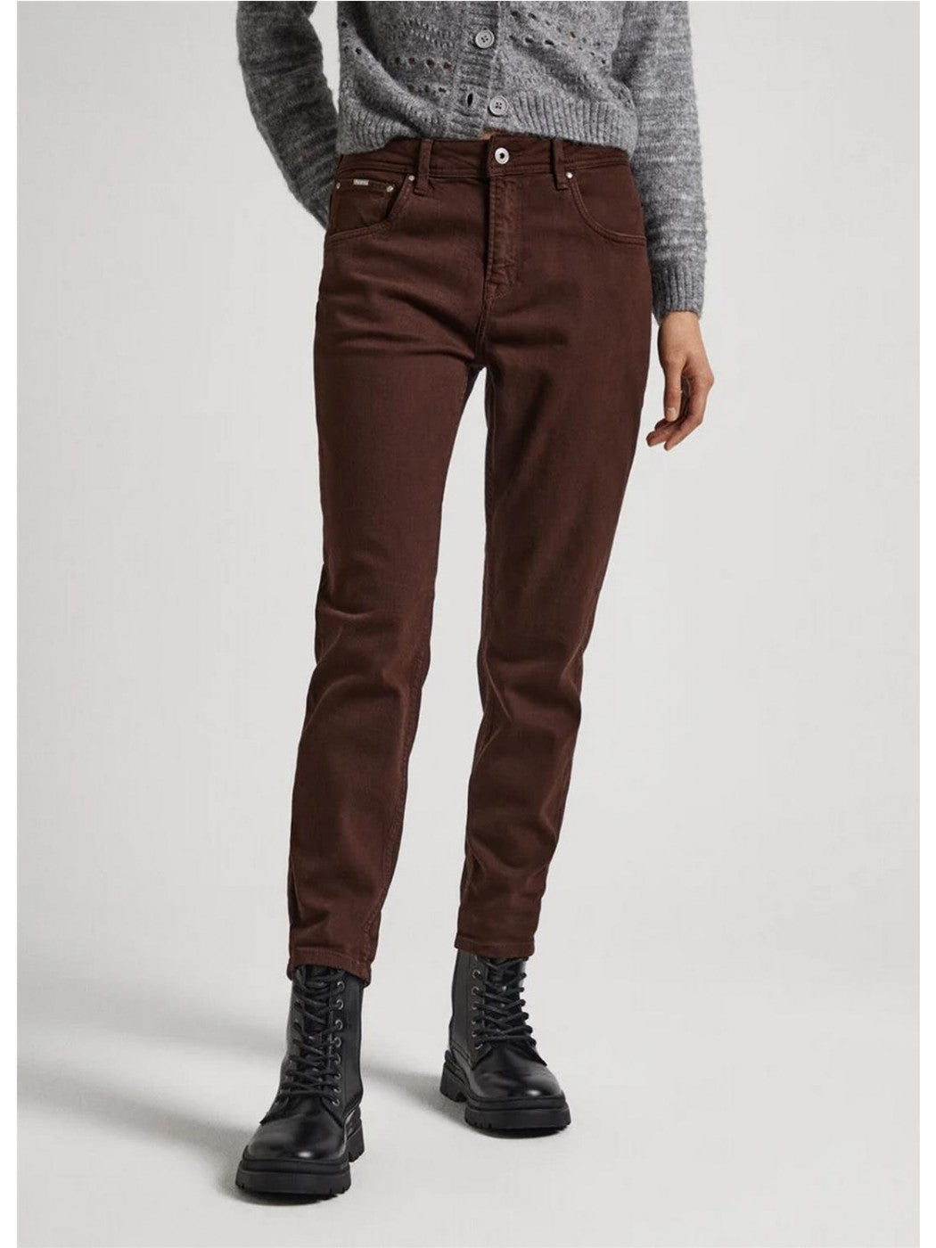 JEANS SLIM TAPED MARRÓN