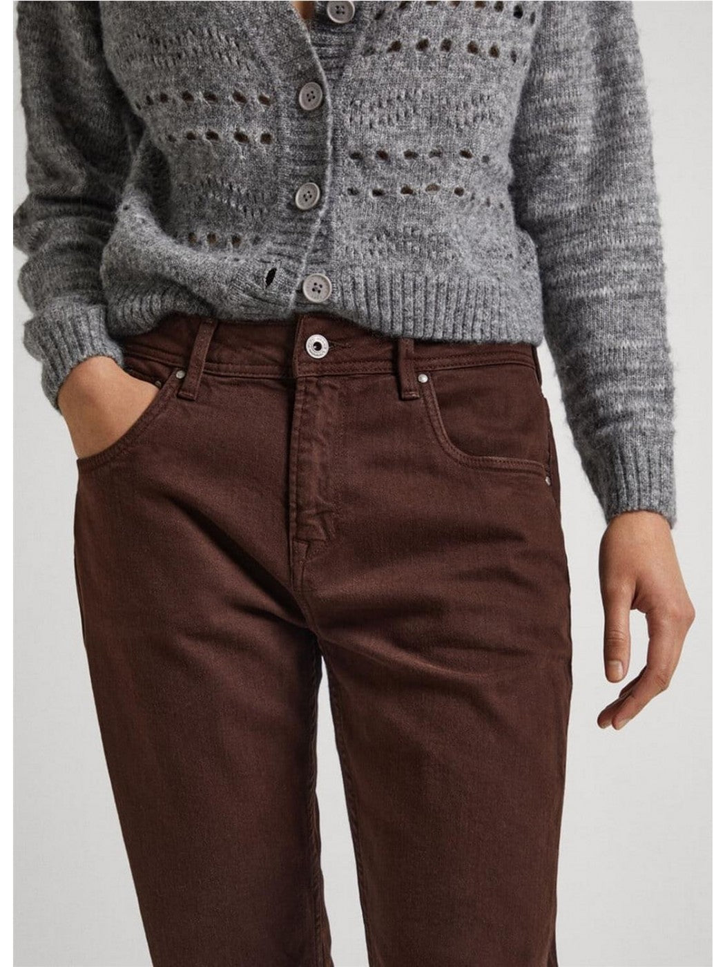 JEANS SLIM TAPED MARRÓN